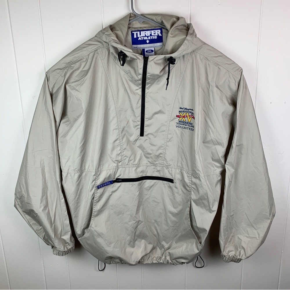 Disney Marathon Windbreaker Quarter Zip 2008 Volunteer Tan Adult Unisex 2XL